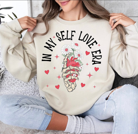 In my self love era tan sweatshirt