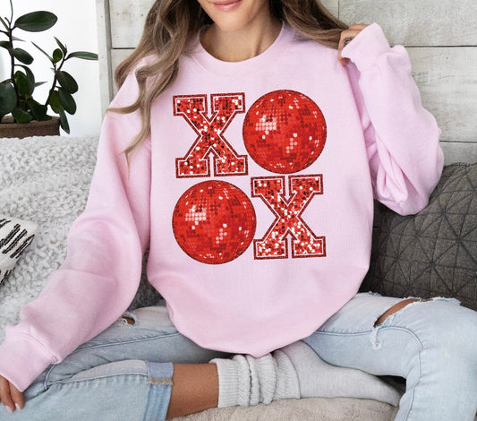 Sparkly red xoxo pink sweatshirt