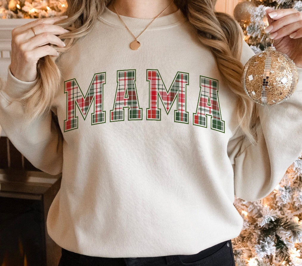 Plaid mama print sweatshirt