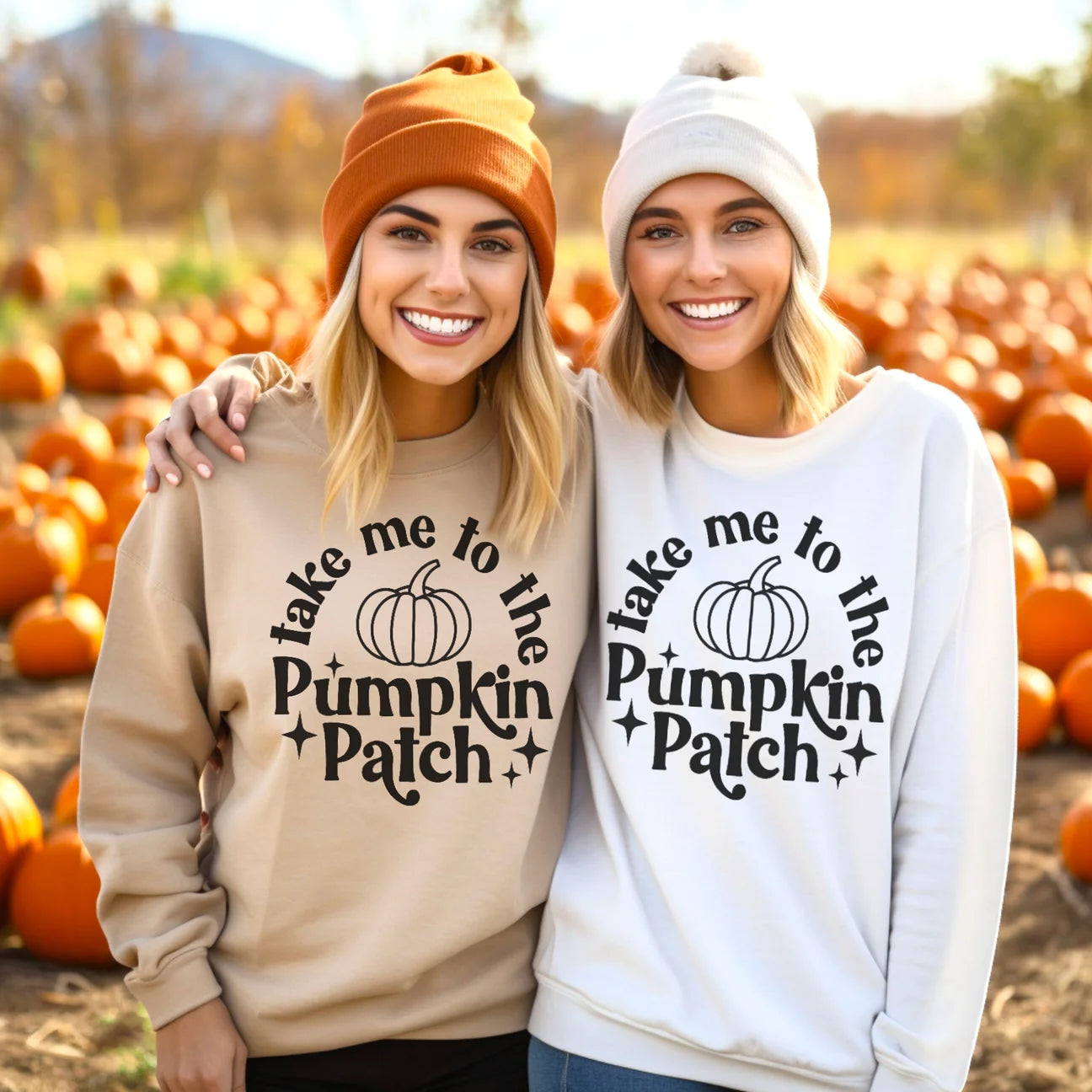 Take me to the pumpkin patch’ sweater tan