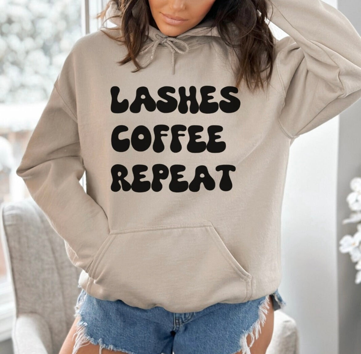 Lashes Coffee Repeat Sweatshirt