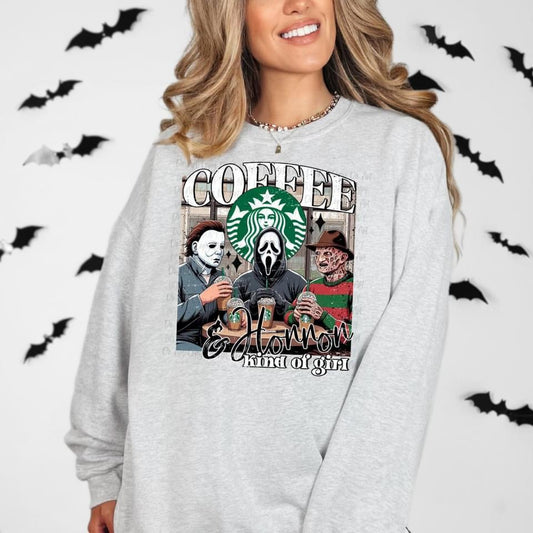 Coffee and horror kinda girl Sweatshirt