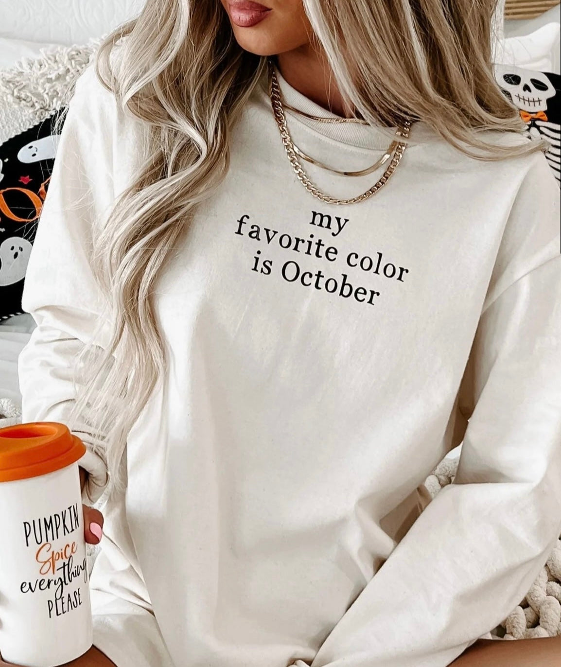 My favorite color is October long sleeve top