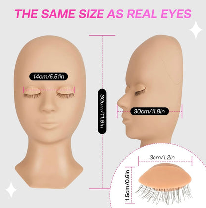 Lash Full Mannequin Head With 4 Pairs Of Removable Eyelids