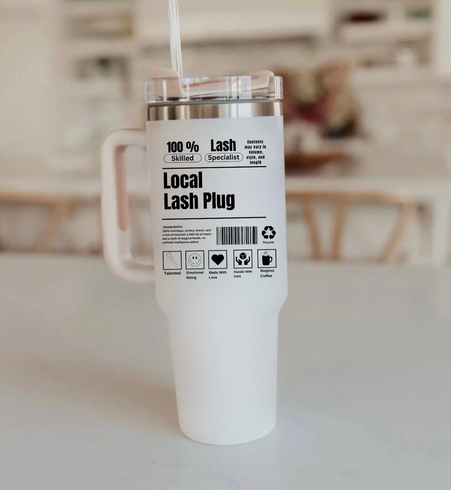 Local Lash Plug 40oz Tumbler White