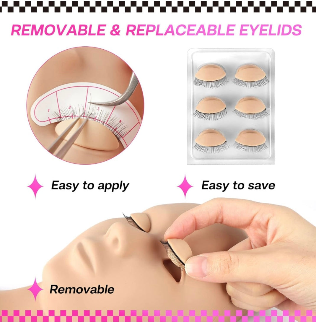 Lash Full Mannequin Head With 4 Pairs Of Removable Eyelids