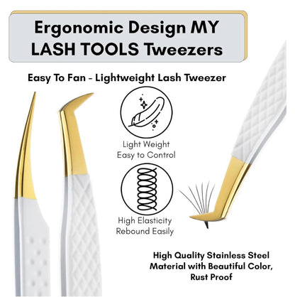 LASH STAR TWEEZERS WHITE AND GOLD